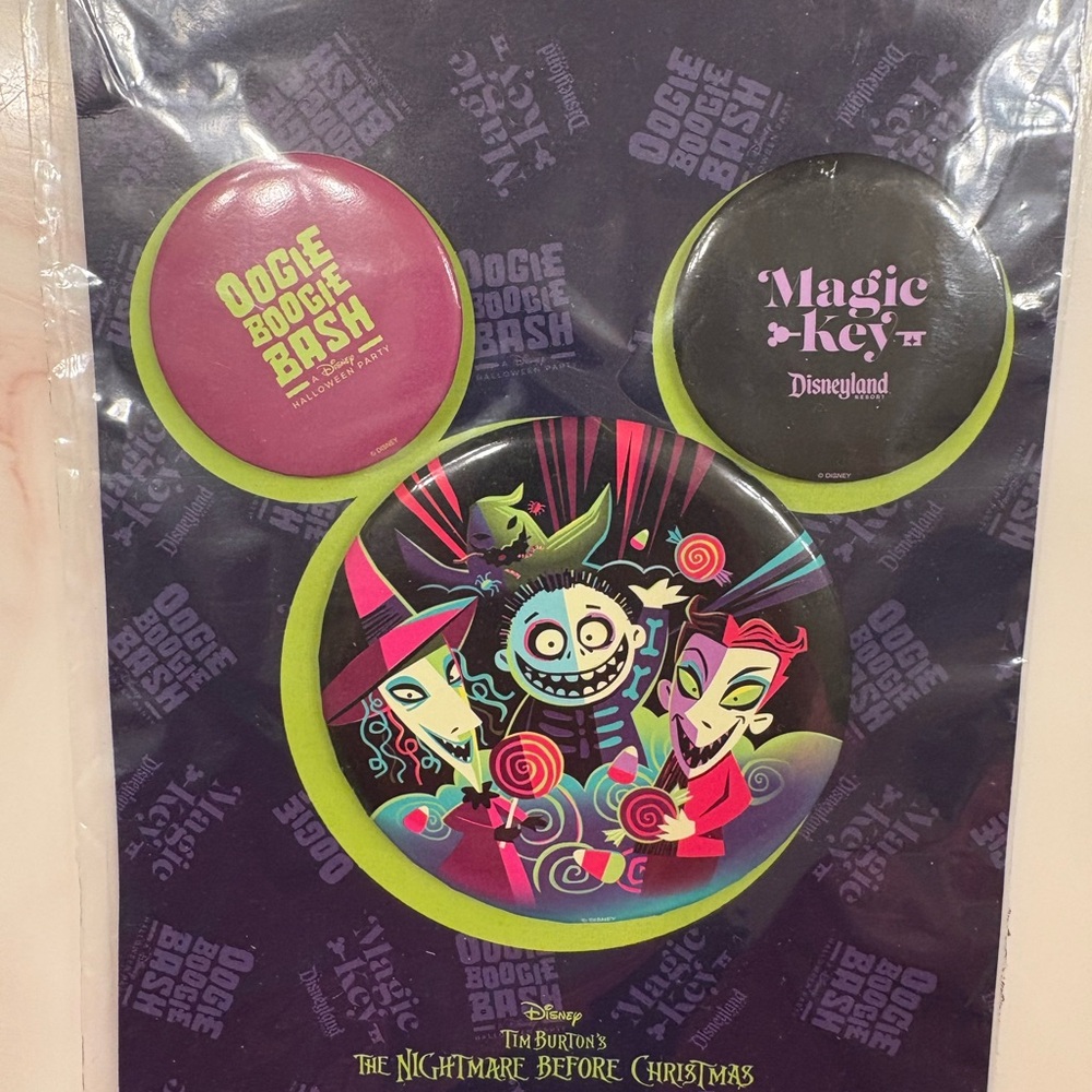 Oogie Boogie Bash 2025 Magic Key Buttons Nightmare Before Christmas Disneyland